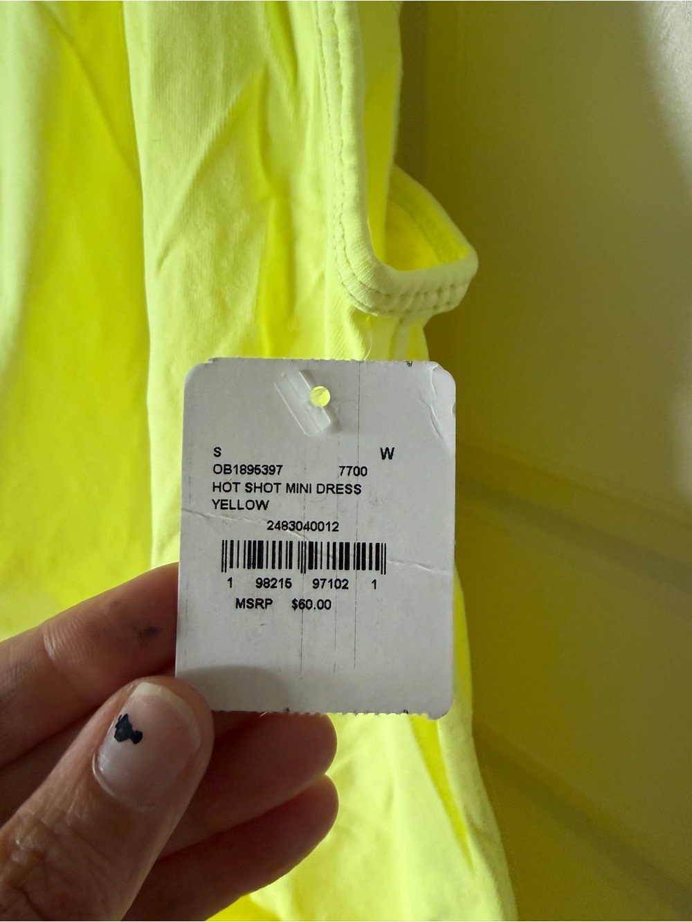 New FP Movement Hot Shot Mini Dress Sour Citrus size small neon - Picture 4 of 6